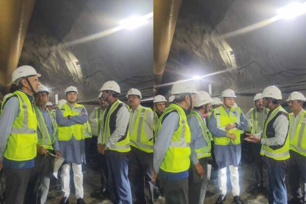 रेल मंत्री अश्विनी वैष्णव जी ने निर्माण की जा रही सुरंग का किया इन्स्पेक्शन